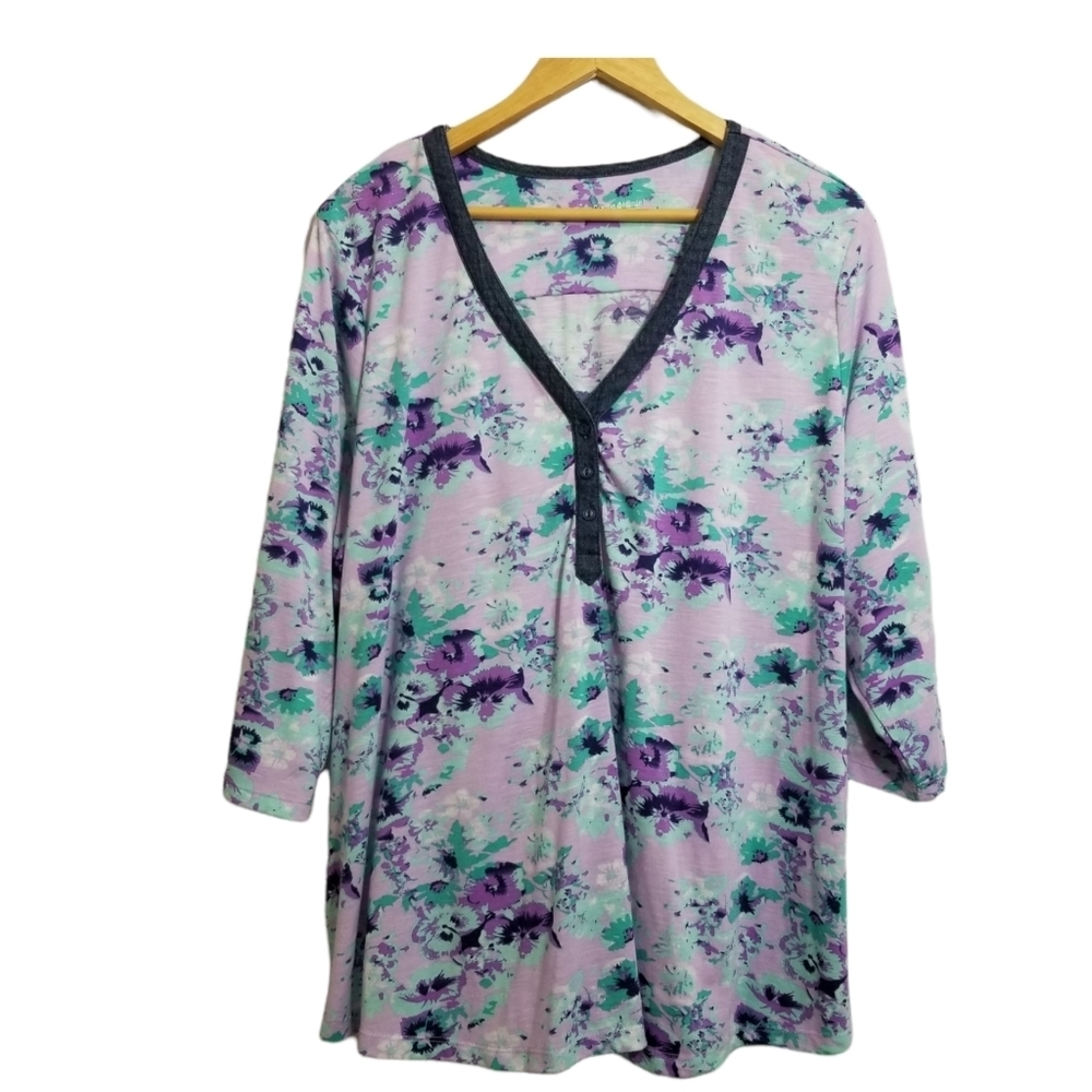 Reitmans Purple and Green Floral Top Size 3x